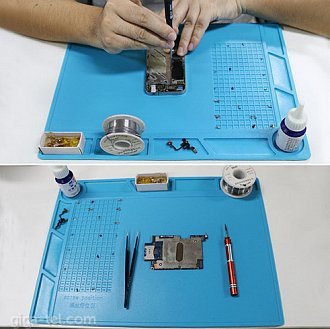 Design 35x25cm Non-flammable, magnetic, Heat Insulation Silicone Pad Electrical BGA Soldering Repair Station Maintenance Platform with Screw Location Mat 