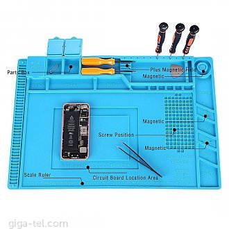 Magnetic insulation mat ideal for soldering electronics assembly or electronics and circuit board repair, packing white box