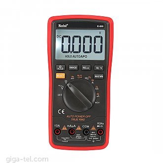 K-890 is a 3 5/6 high precise digital instrument with functions of stable performance, battery-driven, high reliability ,and high accuracy .
The instrument is with  21mm supersized screen  to keep a clear reading and peak value holding.
And it is  also can be used to measure some parameters such as DC voltage ,AC voltage, DC current ,AC current, resistances, capacitors, diodes, temperature, on and off, electric field induction testing,and frequency .