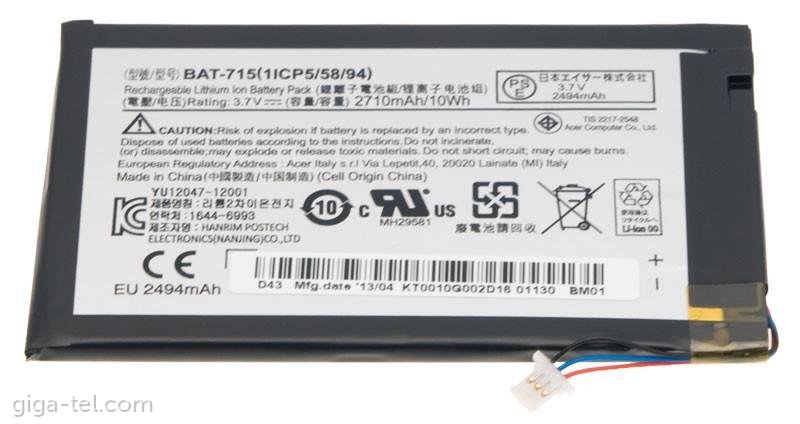 Acer Iconia Tab B1-710 / 715 battery