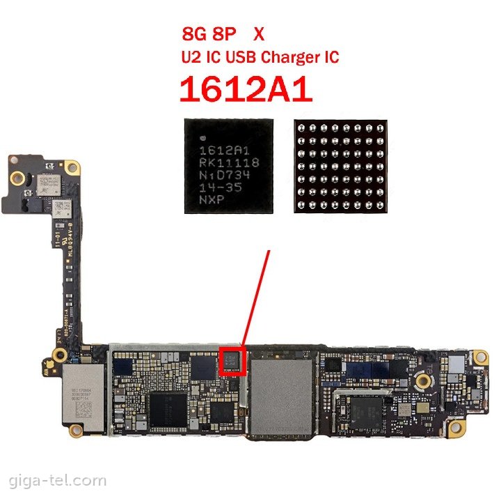 iPhone 8,8+,XR,X,XS,XS MAx, 11, 11 Pro charging  IC chip - 1612A1  