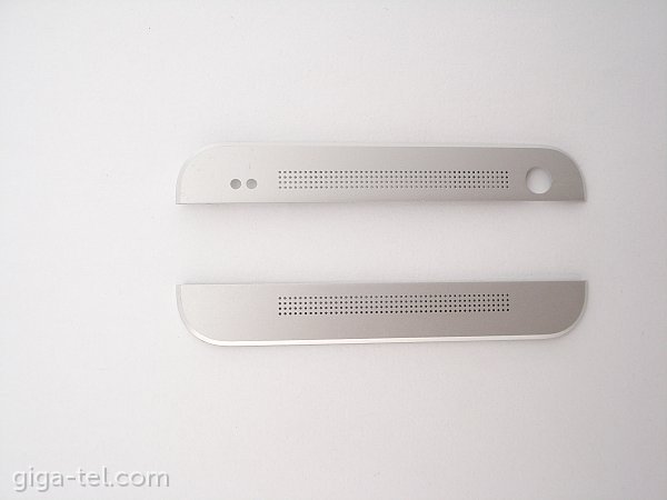 HTC One M7 top + bottom front covers silver