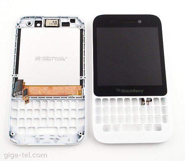 Blackberry Q5 front cover+LCD+touch white