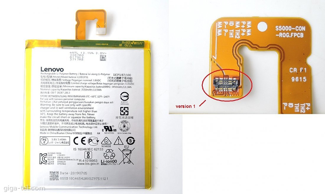 Lenovo L13D1P31battery - version 1 