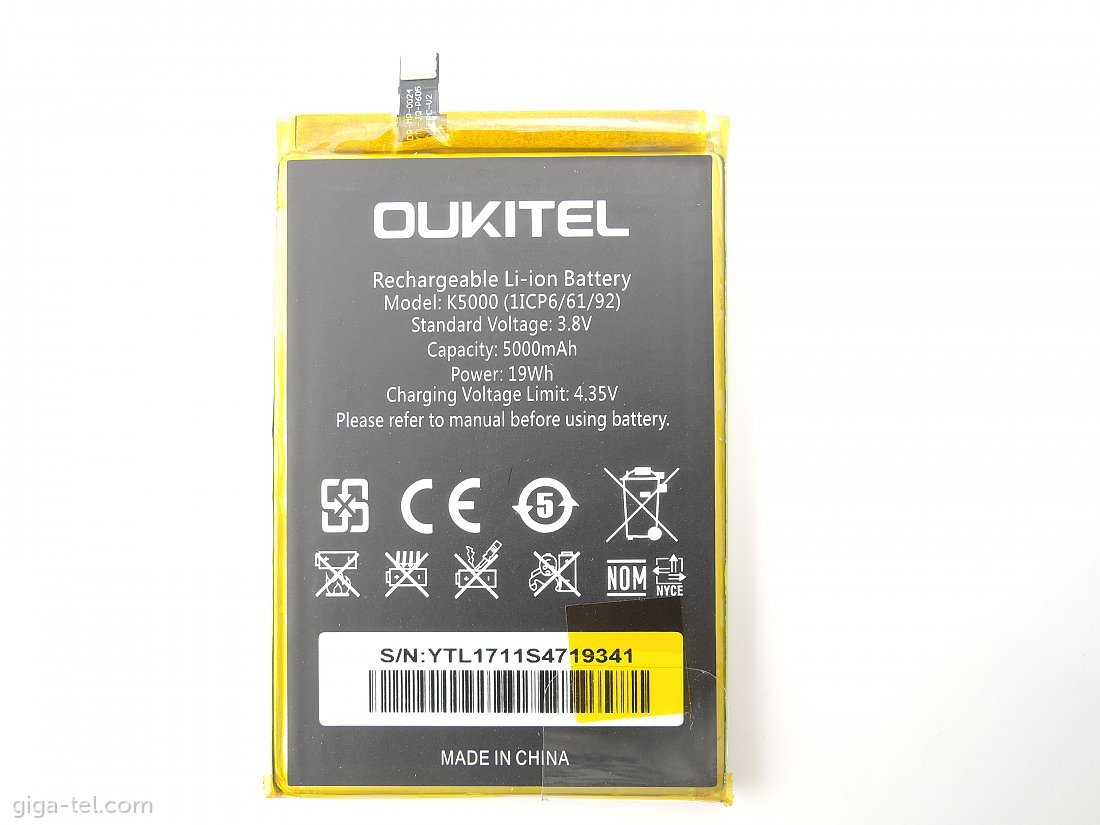 Oukitel K5000 battery