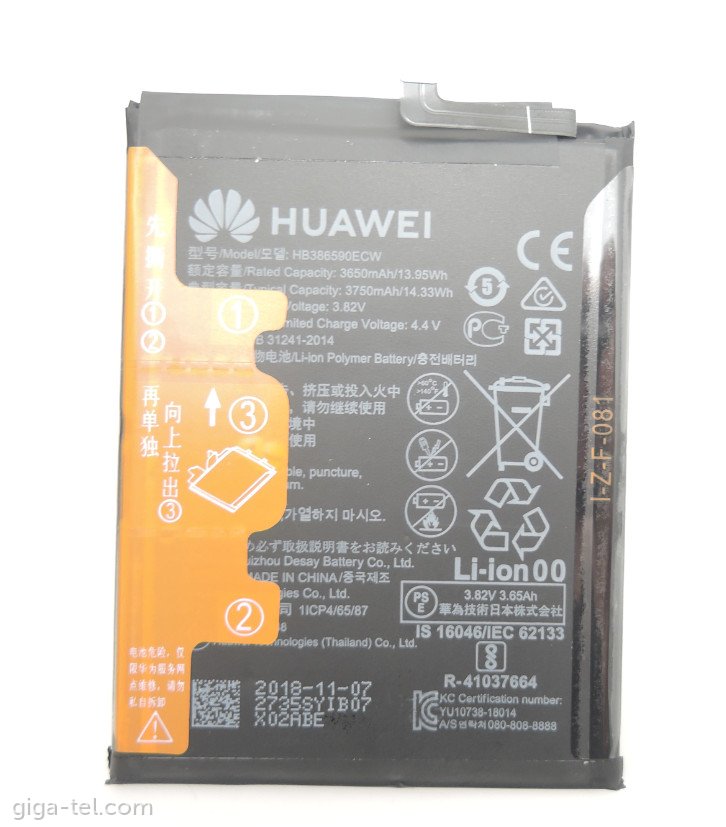 Honor 8X,Honor View 10, V10, Huawei P10 Plus, Mate 20 lite, Nova 3 battery