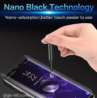 Samsung S9+ UV / Nano Liquid Full Glue 3D UV curved Tempered Glass Protector / case friendly 