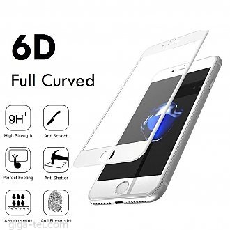 iPhone 7+,8+ 6D tempered glass white