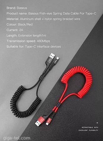 Baseus Fish Eye spring data cable Type-C red