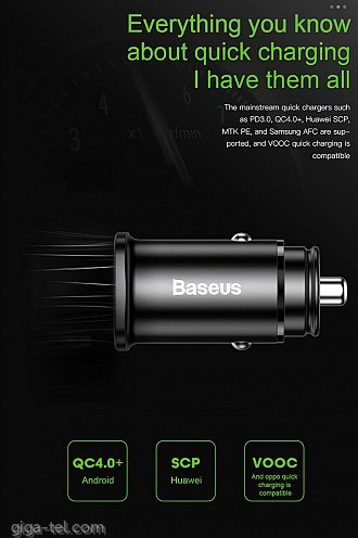 Baseus Square metal A+C PPS 30W car charge black