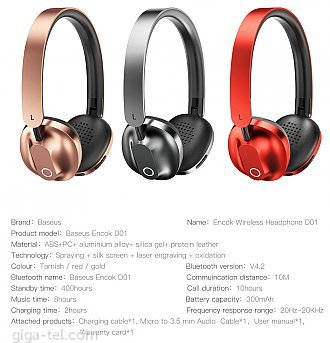 Baseus Encok wireless headphone red