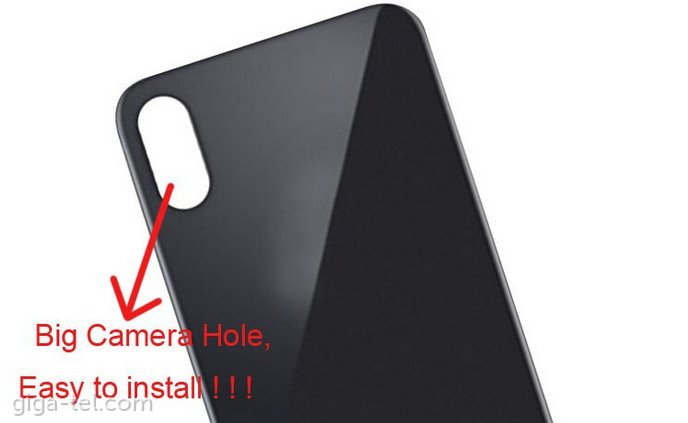 iPhone XS battery cover glass black / bigger camera hole