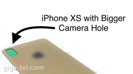 iPhone XS battery cover glass gold / bigger camera hole