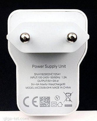 OnePlus charger Warp Charge 30W white