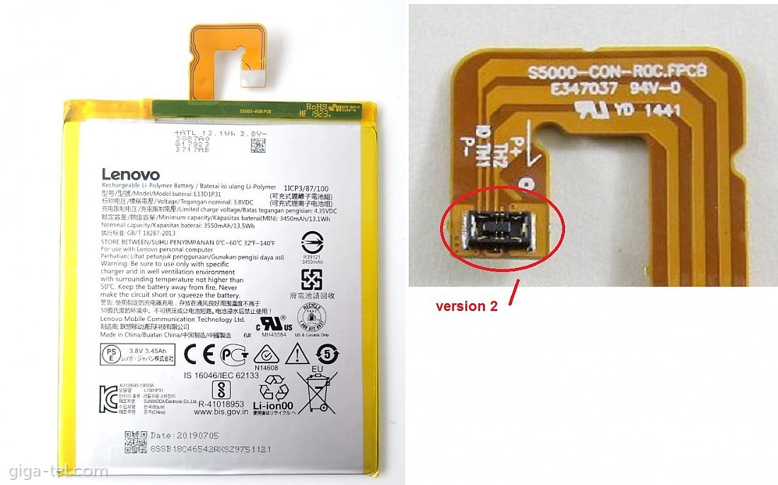 Lenovo L13D1P31 battery - version 2 - L13D1P31