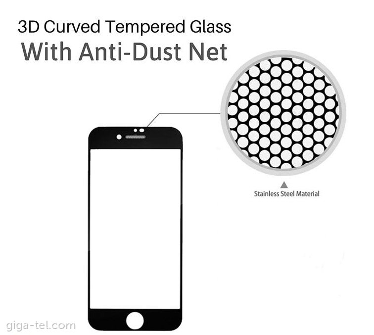 iPhone  7+,8+ 3D AntiDustNet tempered glass black