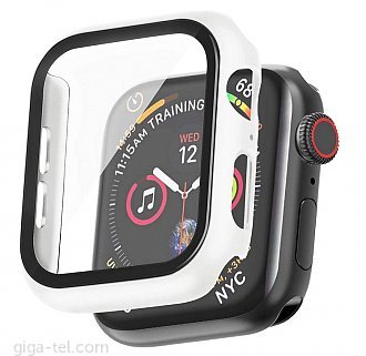 Apple Watch 44mm protective case+tempered glass white