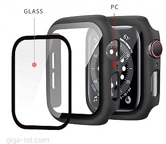 Apple Watch 44mm protective case+tempered glass matte black