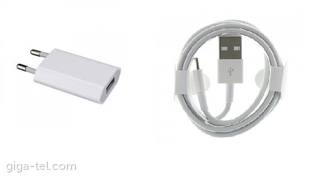 Apple A1400 charger + MD818 data cable OEM