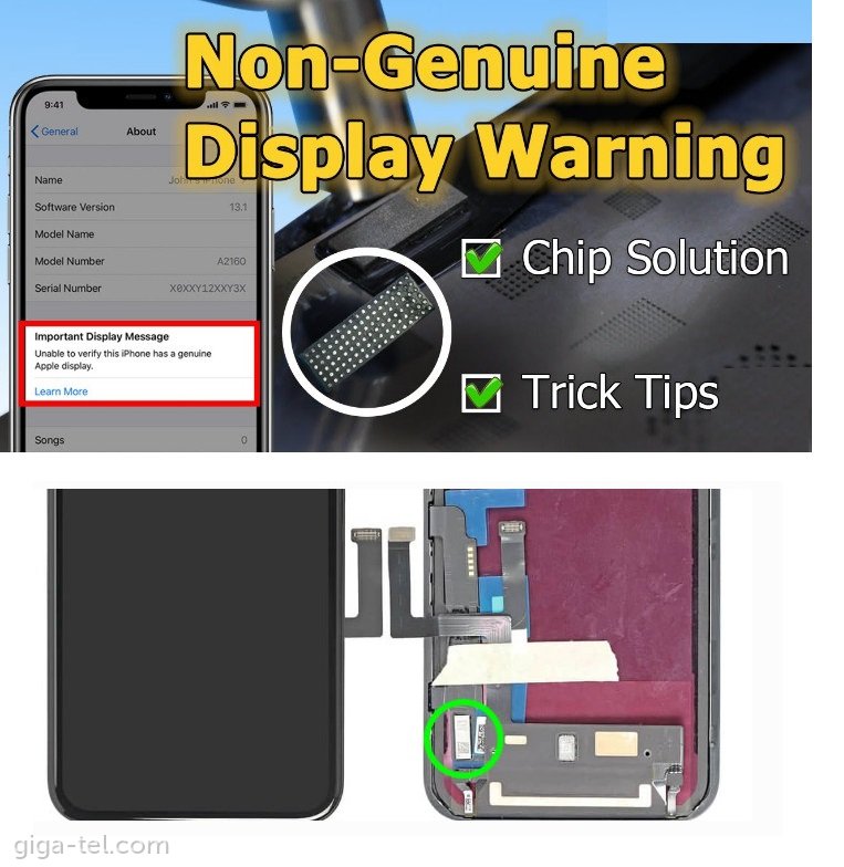 iPhone 11 LCD Incell / IC Repair Non-Genuine warning