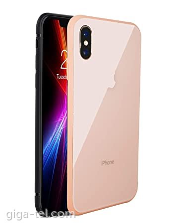 iPhone XS Max tempered glass / back cover pink