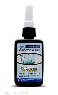 K-302 is a high-intensity UV-curable acrylate adhesive, good versatility good storage stability. Dedicated
to the bonding glass and various metals fixed, for glass, crystal and metal, such as: aluminum, carbon steel,
stainless steel, galvanized steel, etc. have a good bonding effect.