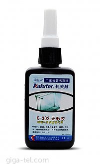 K-302 is a high-intensity UV-curable acrylate adhesive, good versatility good storage stability. Dedicated
to the bonding glass and various metals fixed, for glass, crystal and metal, such as: aluminum, carbon steel,
stainless steel, galvanized steel, etc. have a good bonding effect.