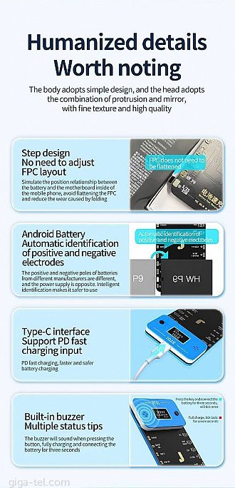 JC BT01 battery charging board iPhone + Android