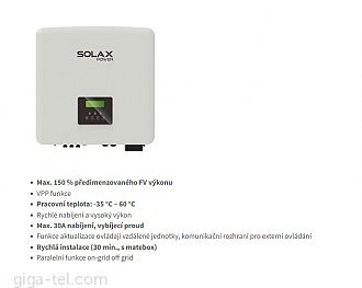 Set Solax X3-HYBRID + battery T58 V2 + PocketWifi 3.0 + 20 FVE panel