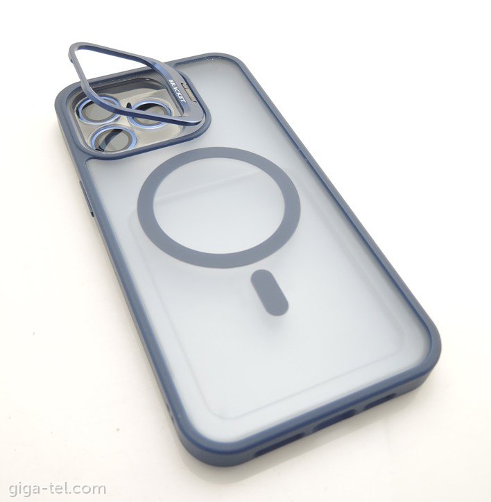 iPhone 15 Pro Max magnetic TPU case with camera holder blue