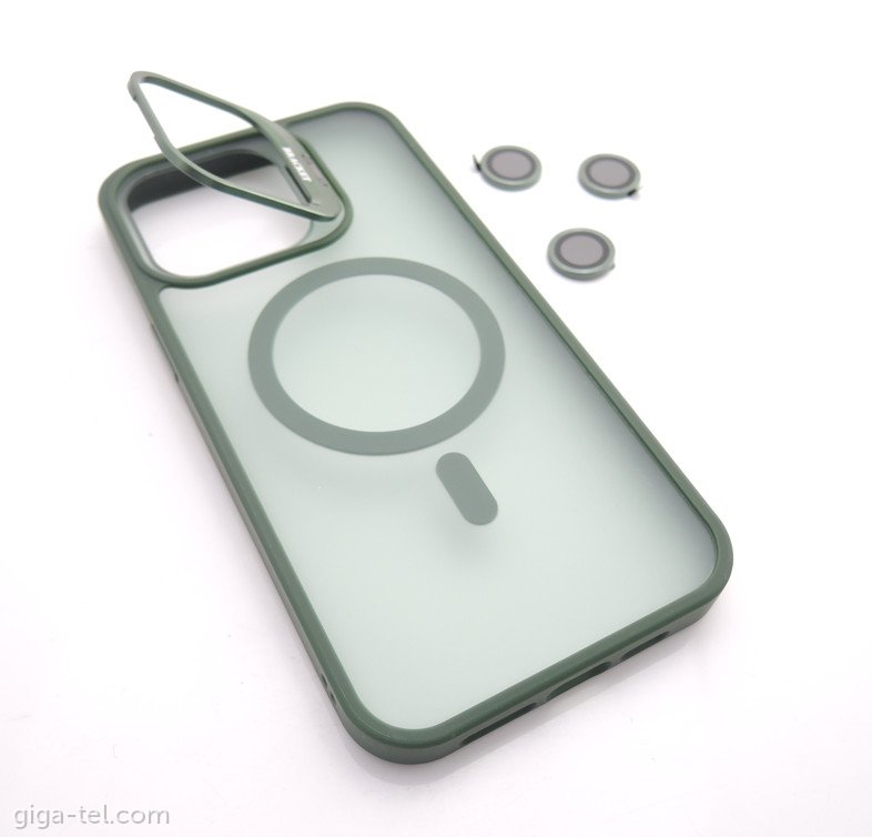 iPhone 15 Pro Max magnetic TPU case with camera holder green