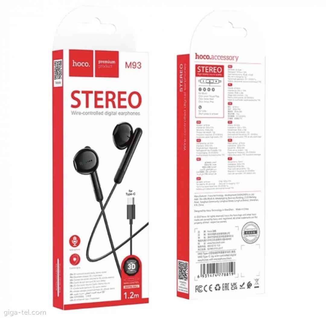 Hoco M93 Wire-controlled digital earphones