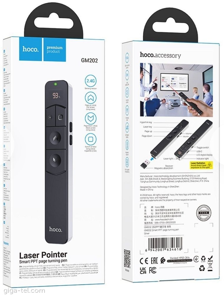 Hoco GM202 – Bluetooth Laser Pointer / Silver