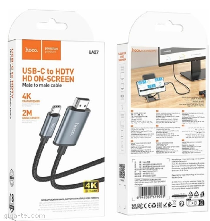 Hoco UA27 video cable black USB-C to HDMI/HD  