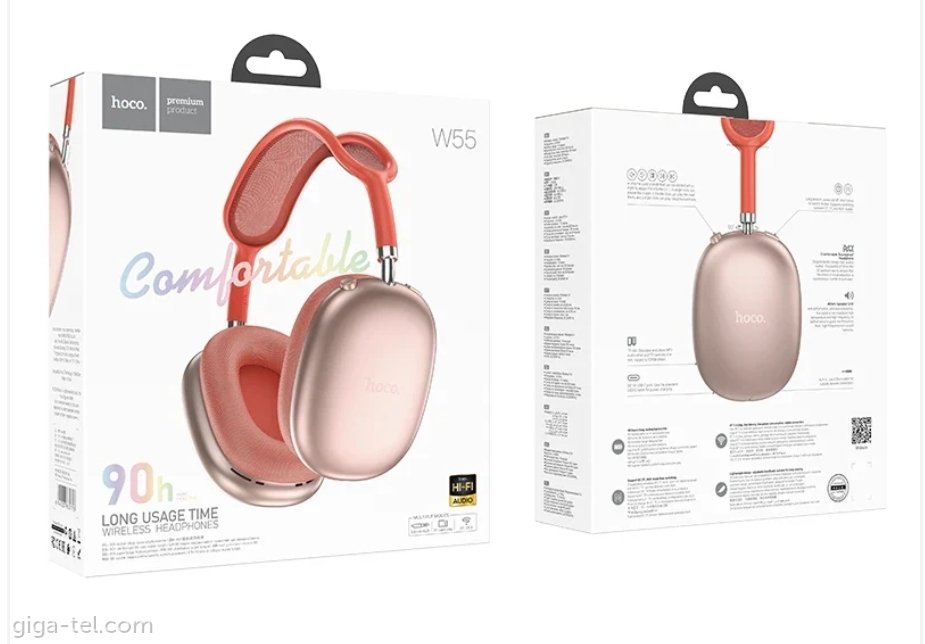HOCO W55 HiFi Wireless Headphones Pink