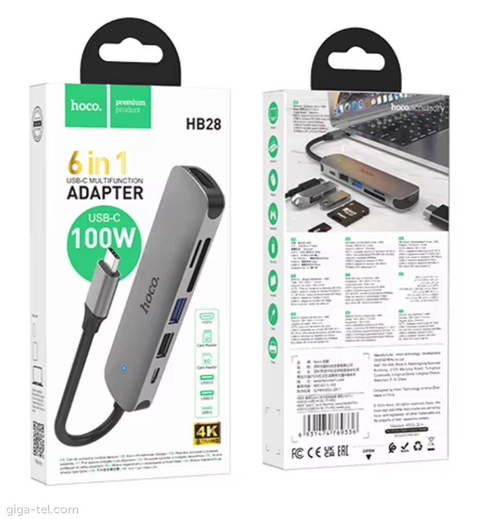 HOCO HB28 6-in-1 USB-C Multifunction adapter