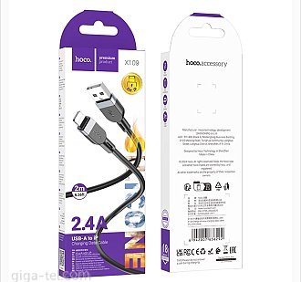Hoco X109 data cable black USB-C/Lightning  2m