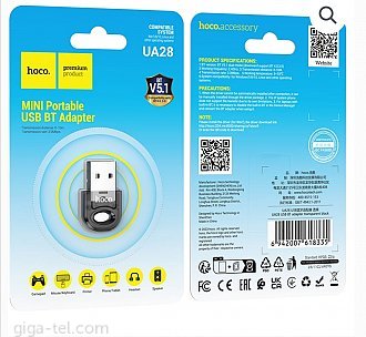 Hoco UA28 Mini USB Bluetooth adaptér / BT v5.1 / black