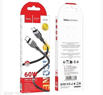Hoco X109 data cable black USB-C/USB-C, 2m 60W