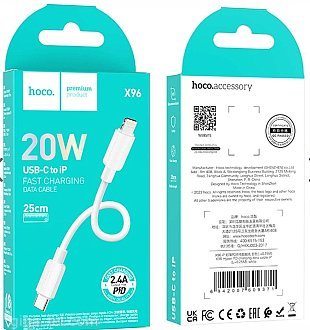 Hoco X96 data cable white USB-C/Lightning 0,25m