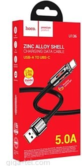 Hoco U136 data cable black USB-A/USB-C 1,2m 5A